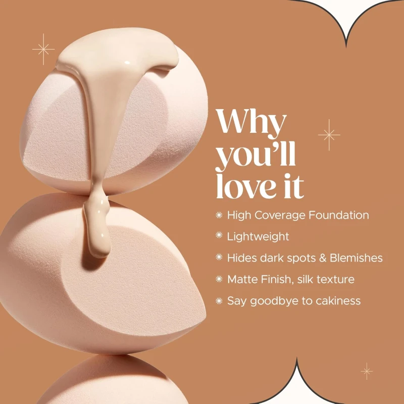 Hilary Rhoda High Definition Foundation for Women | Hides Pores & Blemishes | HD Foundation For All Skin Types | Blendable Formula | Natural & Matte Finish | High Coverage Liquid Foundation - 33ml (Natural Beige - Shade 03) - Thumbnail 5